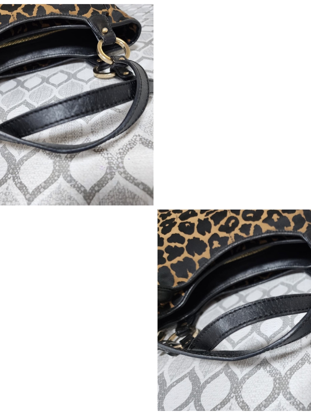 Fendi Leopard Print Canvas Shoulder Bag Brown/Black - Picture 11 of 14